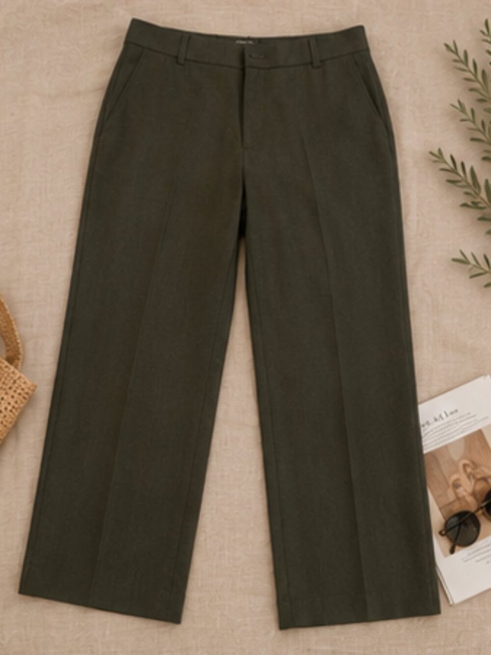 Ann Taylor Curvy Fit Olive Green Linen Blend Pants NWOT Size 16